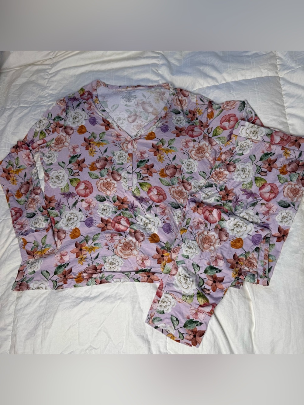 POSH PEANUT Women’s Antoinette Pink Pajama Set XL Floral Bamboo